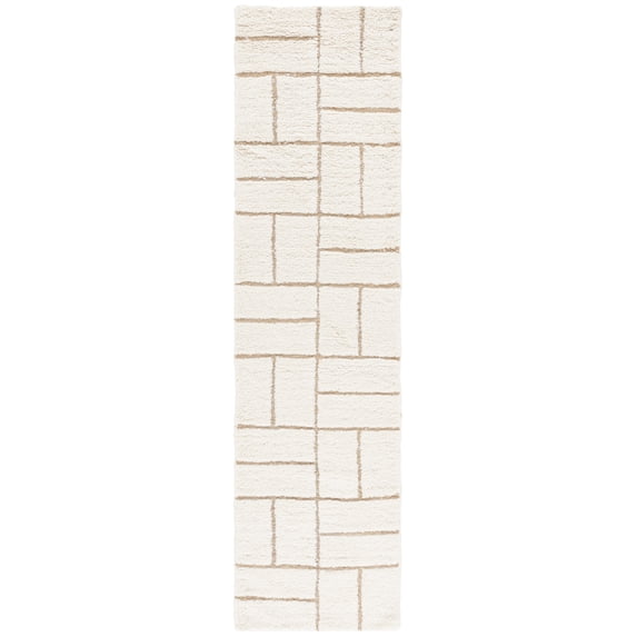 SAFAVIEH Casablanca Jamaar Geometric Runner Rug, Natural/Ivory, 2'3" x 9'