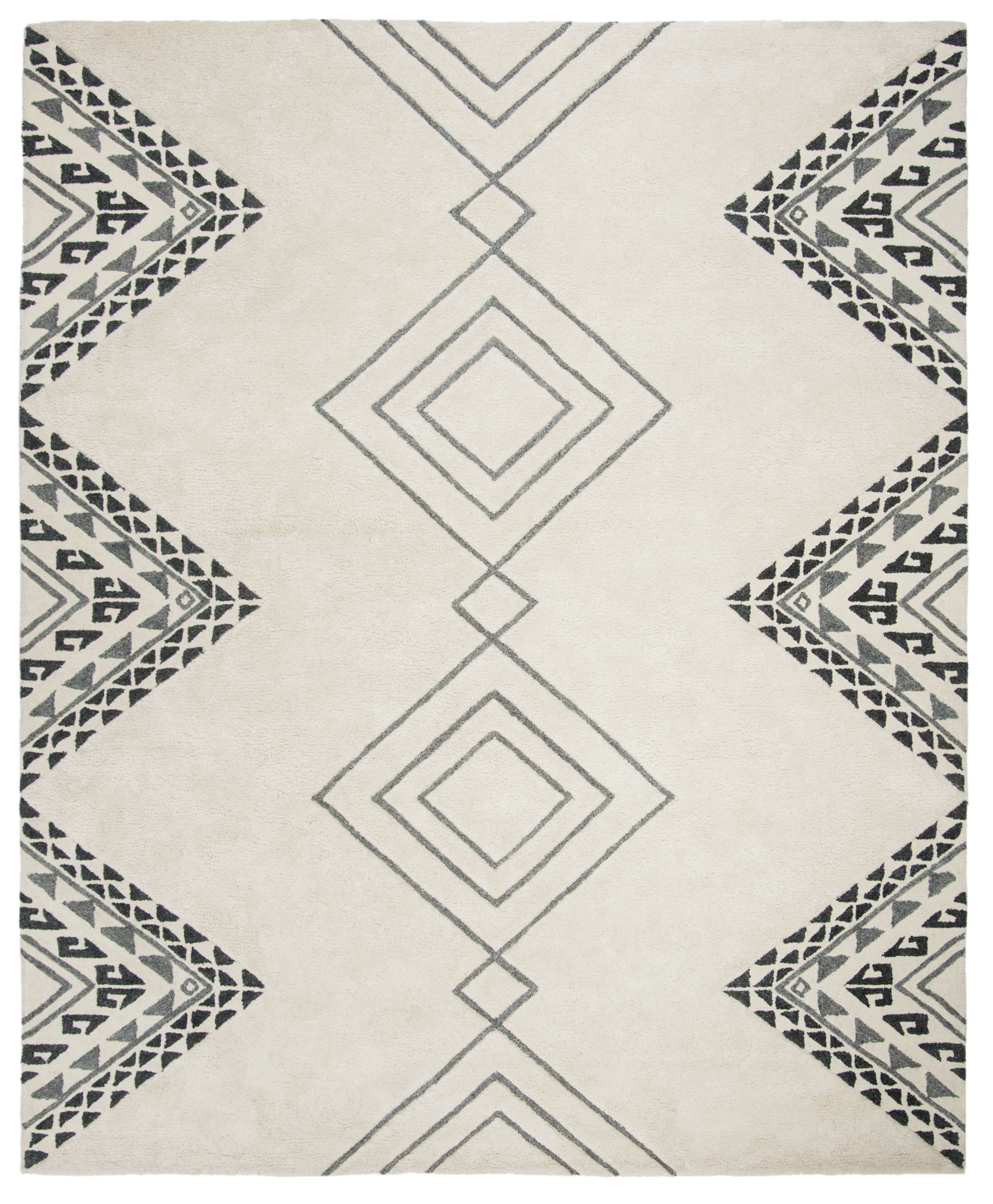 SAFAVIEH Casablanca Jannine Geometric Shag Area Rug, Ivory/Grey, 9' x 12'