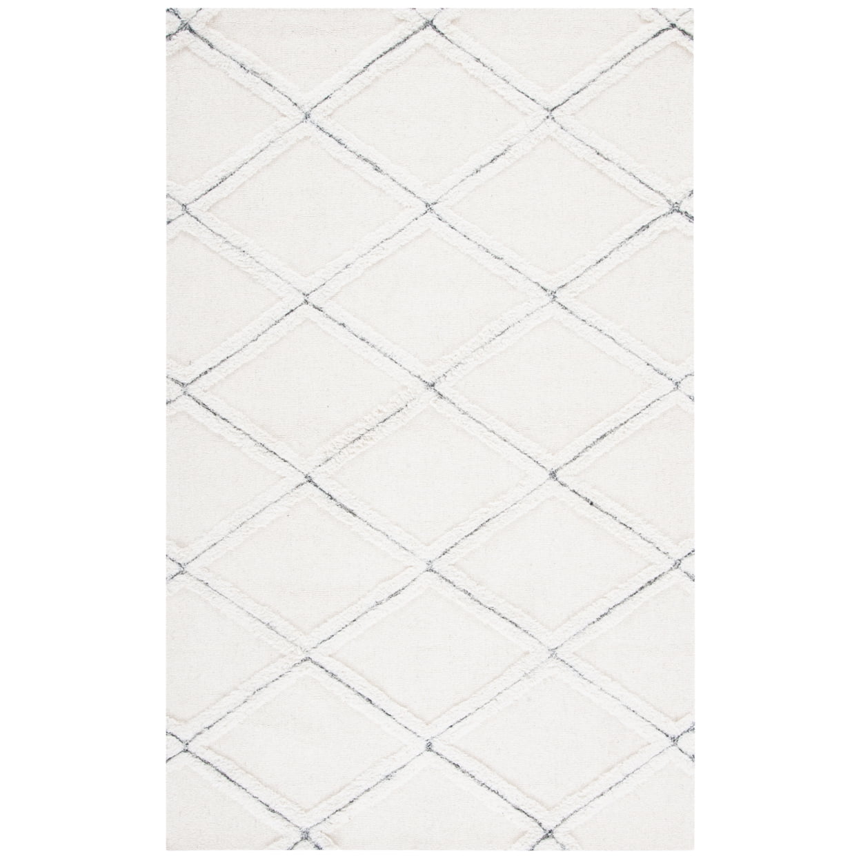 Ivory Hand-Tufted Wool Shag Area Rug, 5' x 8'