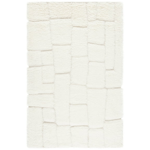 SAFAVIEH Casablanca Jenelle Geometric Shag Area Rug, Ivory, 3' x 5'