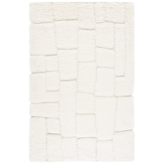 SAFAVIEH Casablanca Jenelle Geometric Shag Area Rug, Ivory, 4' x 6'