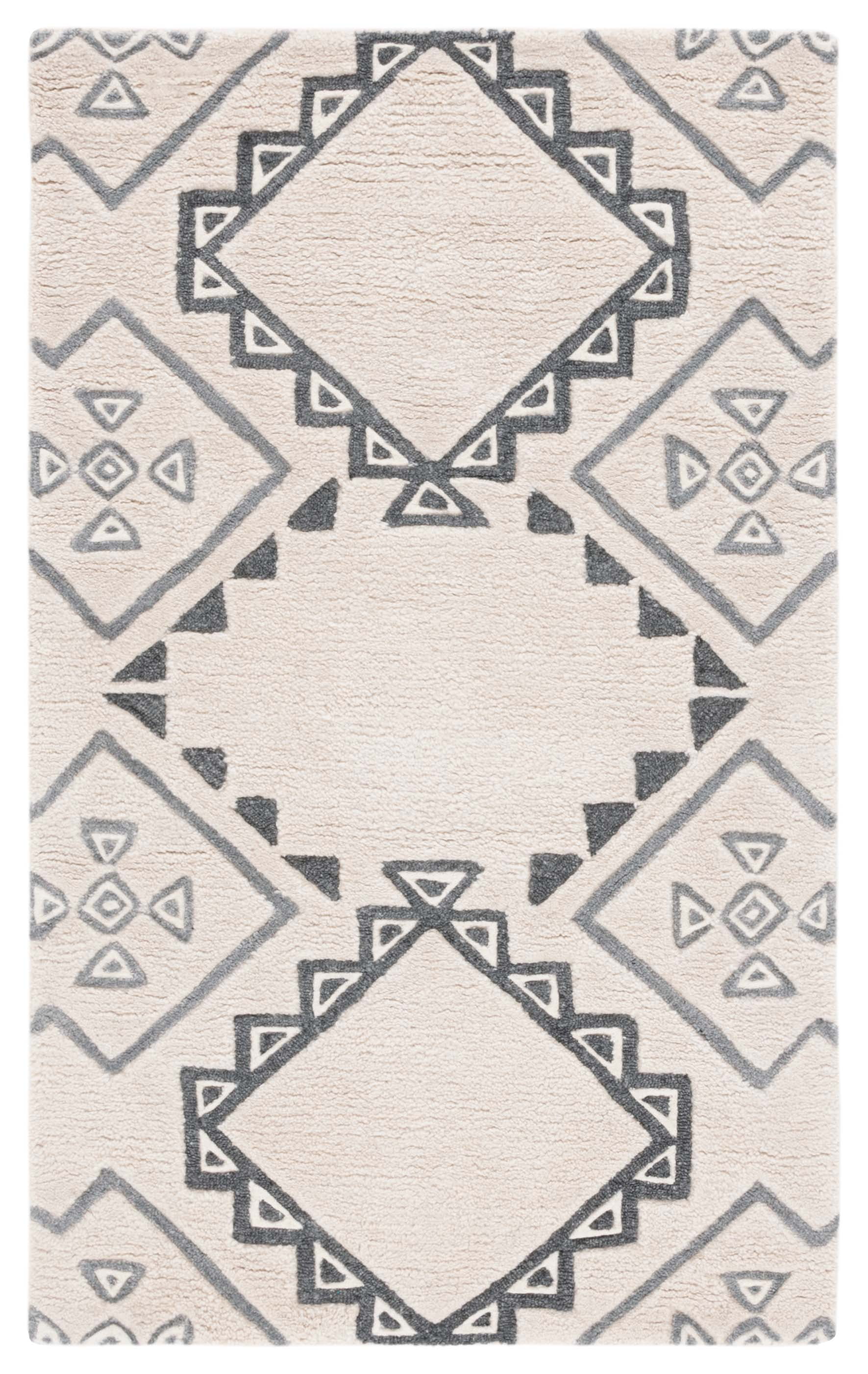 SAFAVIEH Casablanca Jerrie Aztec Shag Area Rug, Ivory/Grey, 3' x 5'