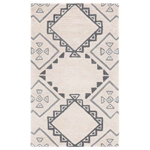 SAFAVIEH Casablanca Jerrie Aztec Shag Area Rug, Ivory/Grey, 3' x 5'