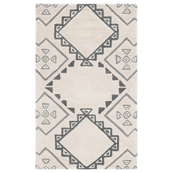 SAFAVIEH Casablanca Jerrie Aztec Shag Area Rug, Ivory/Grey, 3' x 5'