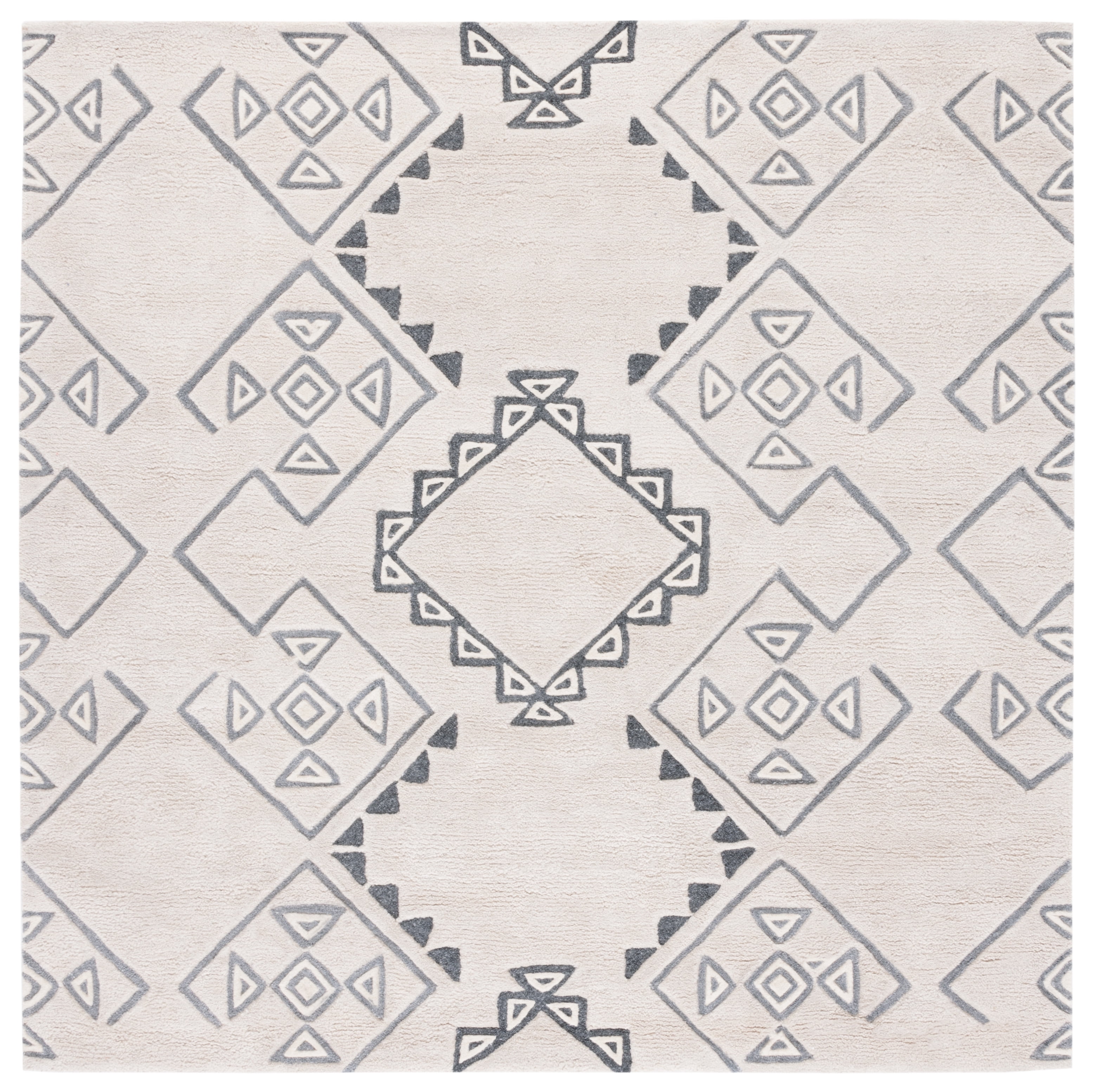 SAFAVIEH Casablanca Jerrie Aztec Shag Area Rug, Ivory/Grey, 7' x 7 ...