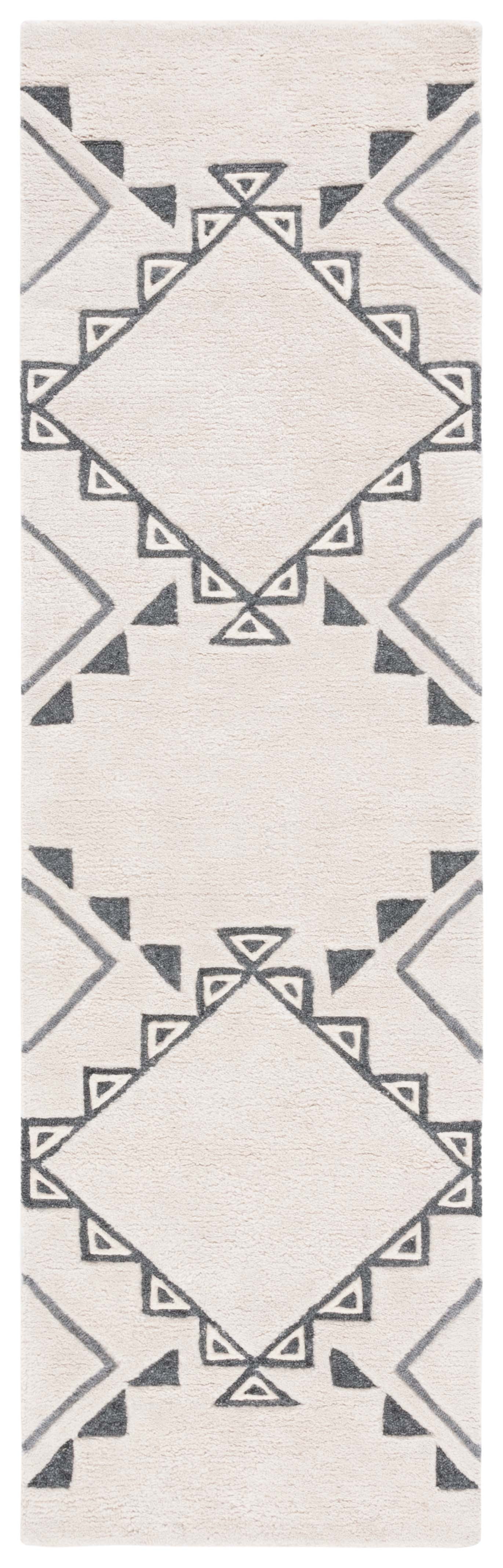 SAFAVIEH Casablanca Jerrie Aztec Shag Runner Rug, Ivory/Grey, 2'3" x 6'