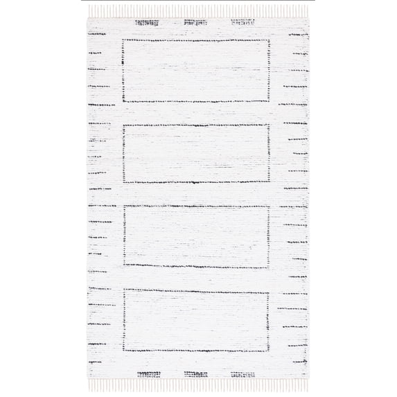 SAFAVIEH Casablanca John Geometric Cotton Area Rug, Ivory/Black, 5' x 8'