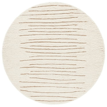 SAFAVIEH Casablanca Kadri Striped Area Rug, Natural/Ivory, 6' x 6' Round