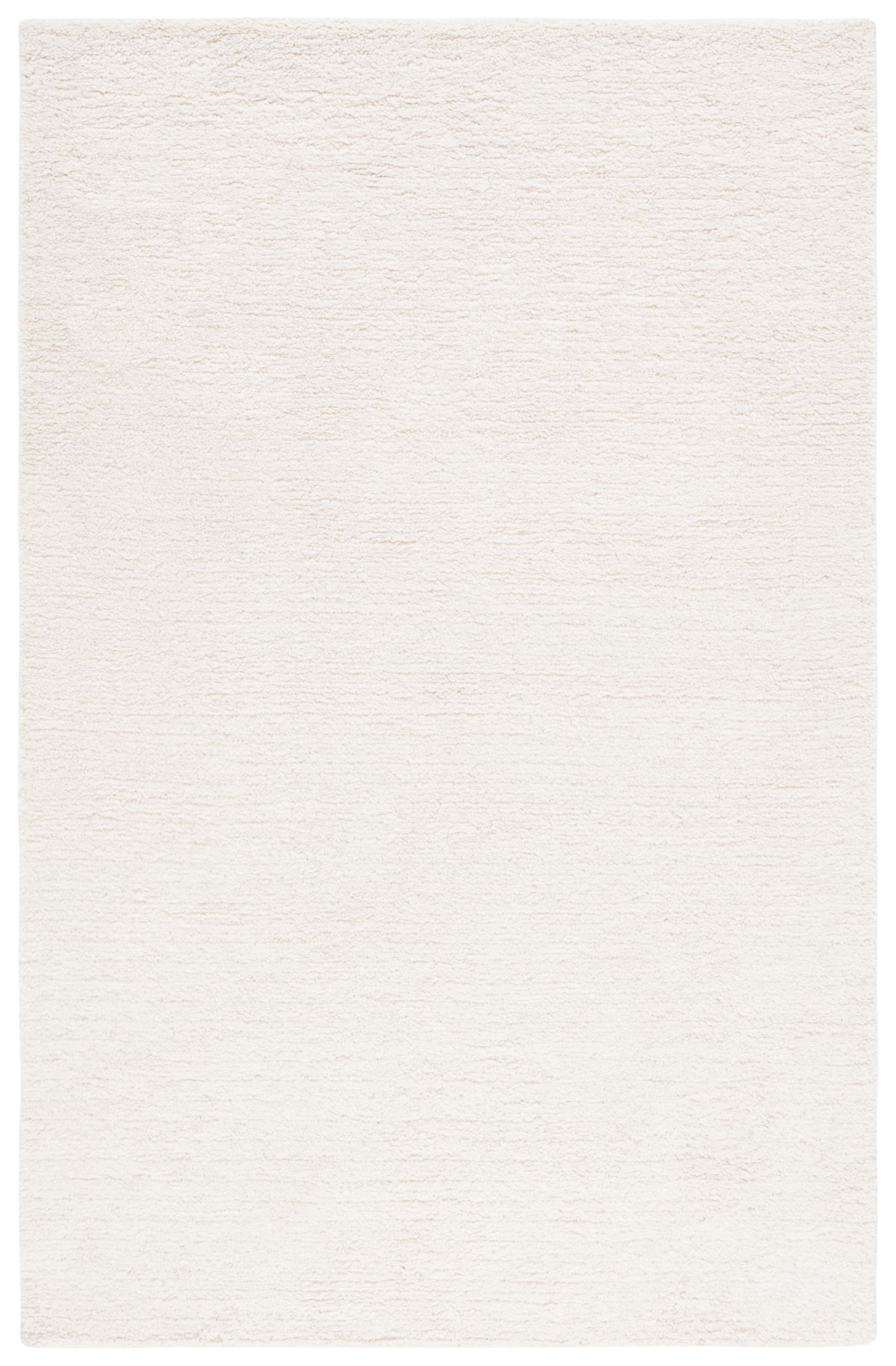 Ivory Hand-Tufted Wool Shag Area Rug, 5' x 8'
