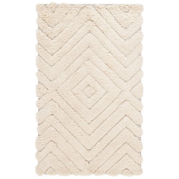 SAFAVIEH Casablanca Ladonna Diamond Wool Area Rug, Beige, 3' x 5'