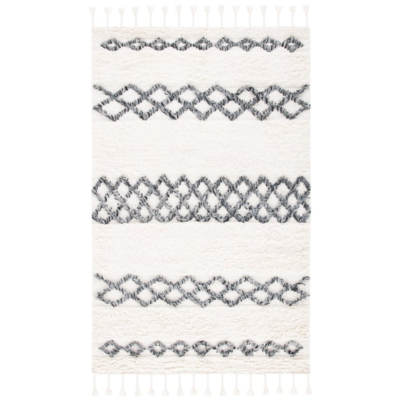 SAFAVIEH Casablanca Lalia Geometric Area Rug, Ivory/Dark Grey, 3' x 5'