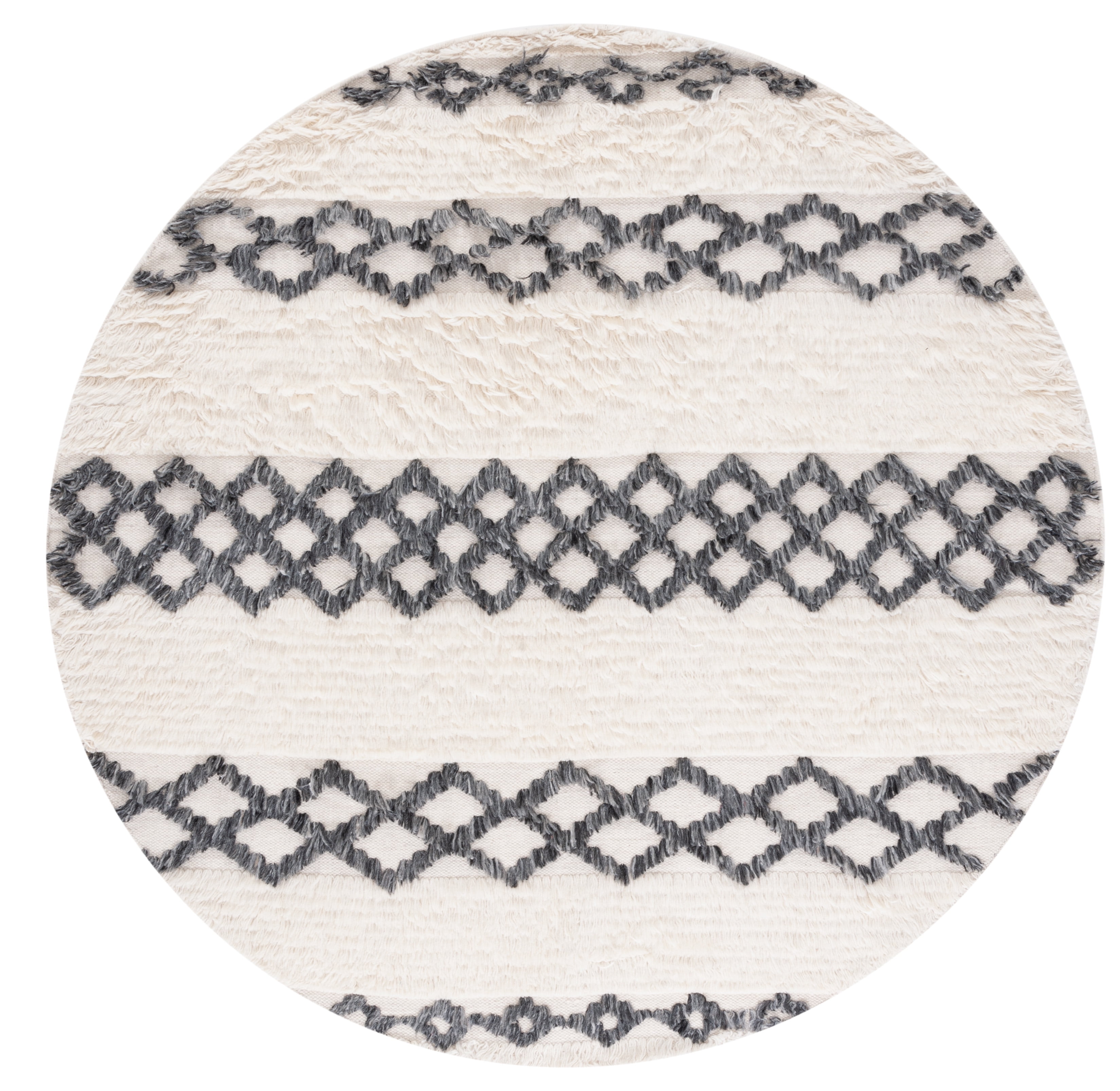 SAFAVIEH Casablanca Lalia Geometric Area Rug, Ivory/Dark Grey, 6' x 6' Round