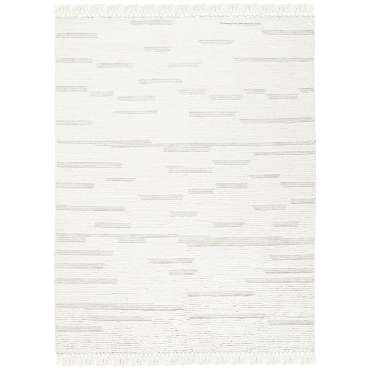 Ivory Hand-Tufted Wool Shag Area Rug, 5' x 8'