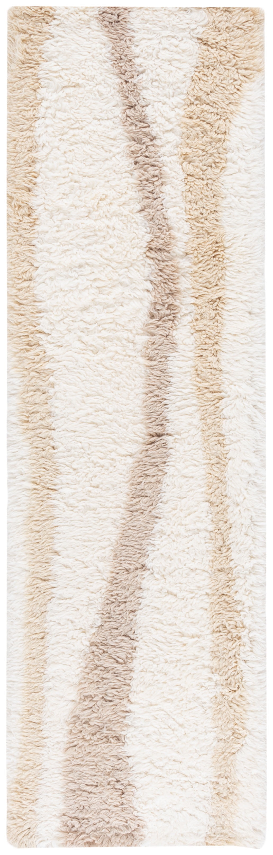 SAFAVIEH Casablanca Leo Wavy Striped Wool Runner Rug, Ivory/Beige, 2'3" x 8'