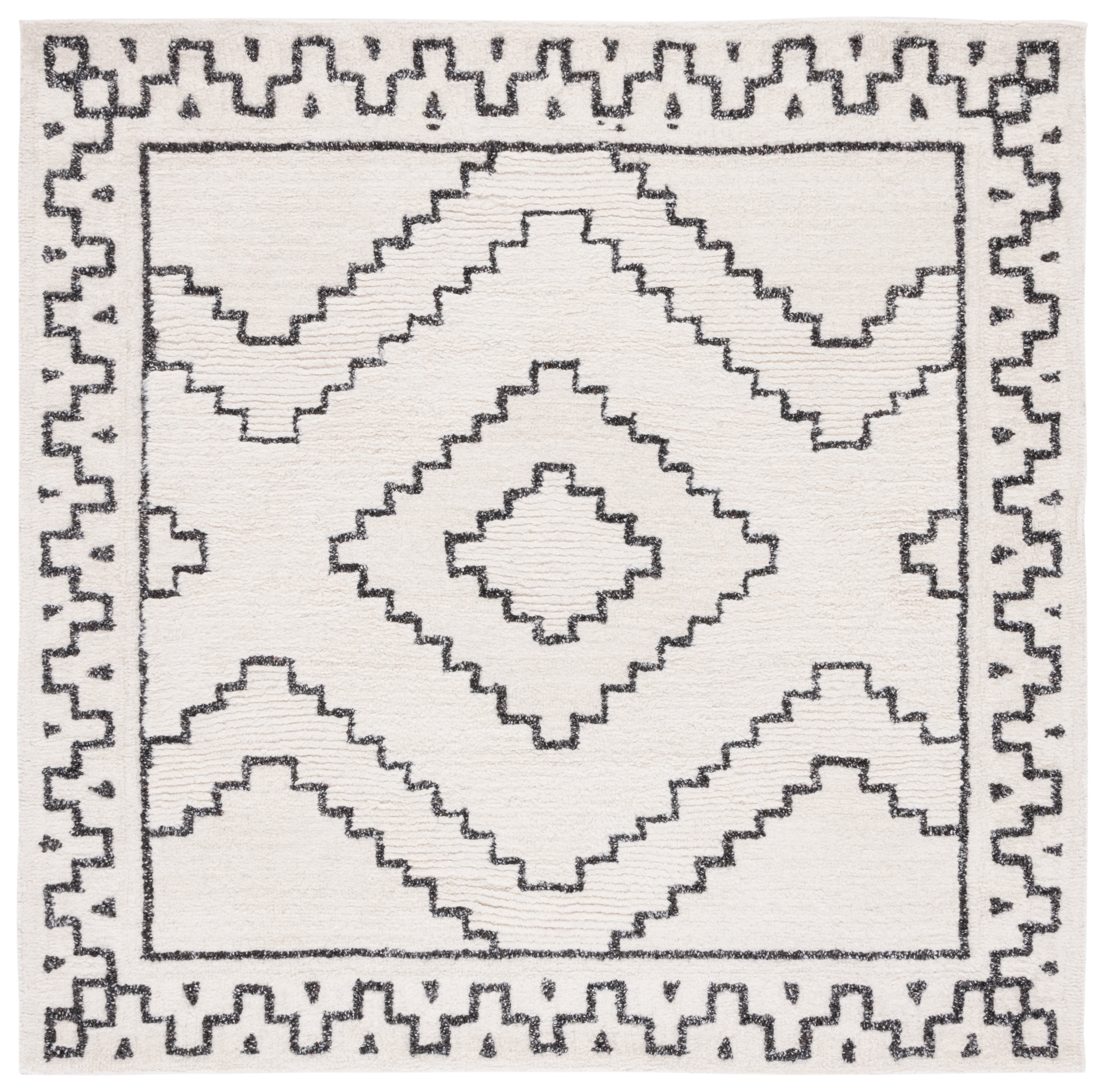 SAFAVIEH Casablanca Lidija Geometric Area Rug, Ivory/Black, 6' x 6' Square