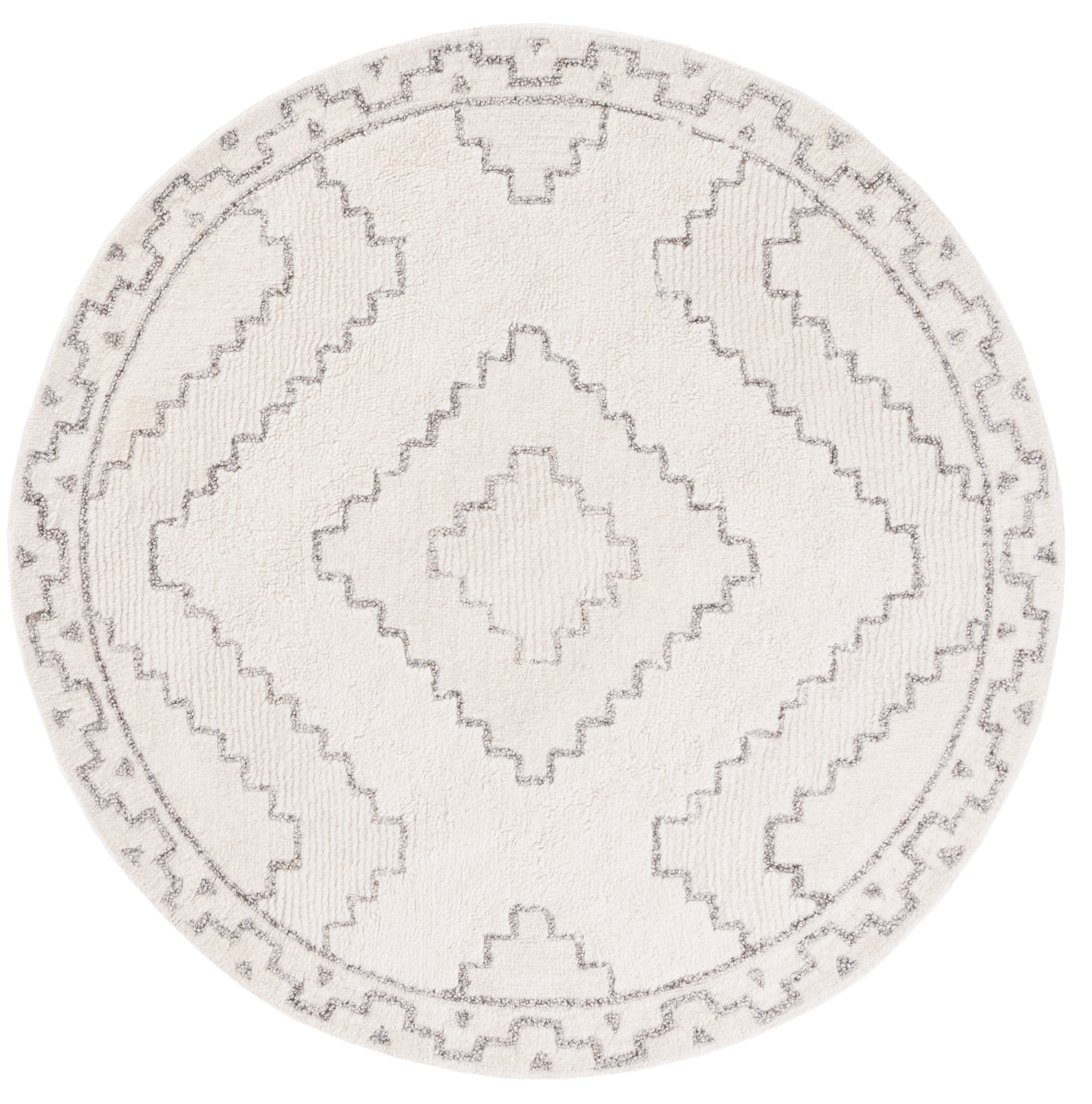 SAFAVIEH Casablanca Lidija Geometric Area Rug, Ivory/Grey, 6' x 6' Round