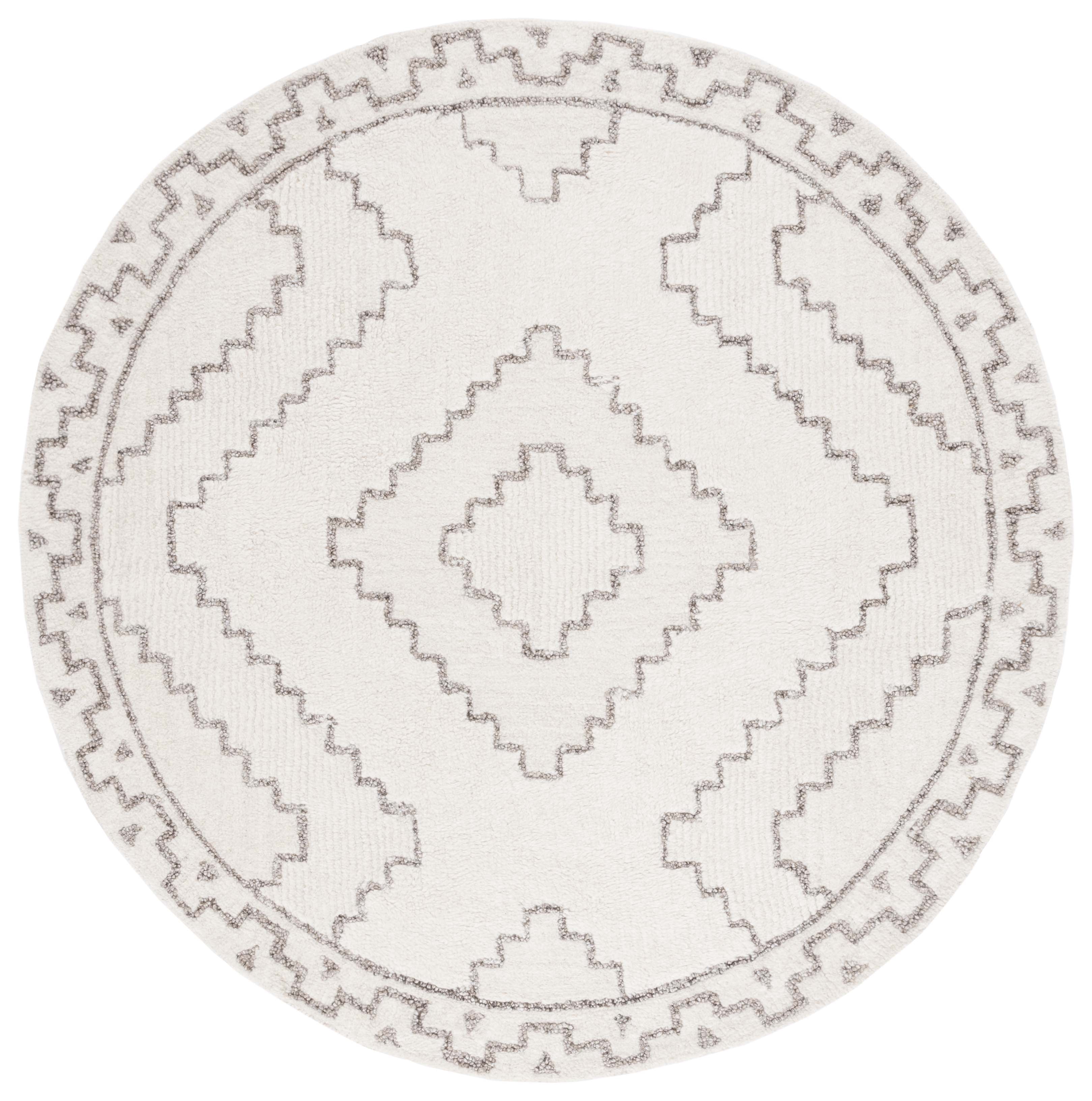 SAFAVIEH Casablanca Lidija Geometric Area Rug, Ivory/Taupe, 6' x 6' Round