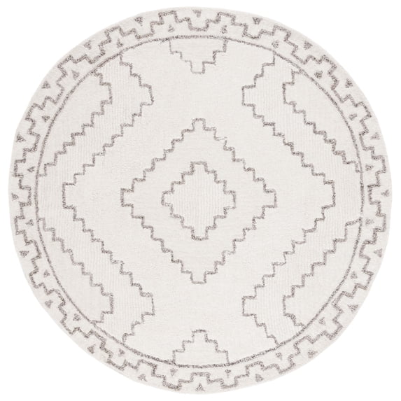 SAFAVIEH Casablanca Lidija Geometric Area Rug, Ivory/Taupe, 6' x 6' Round