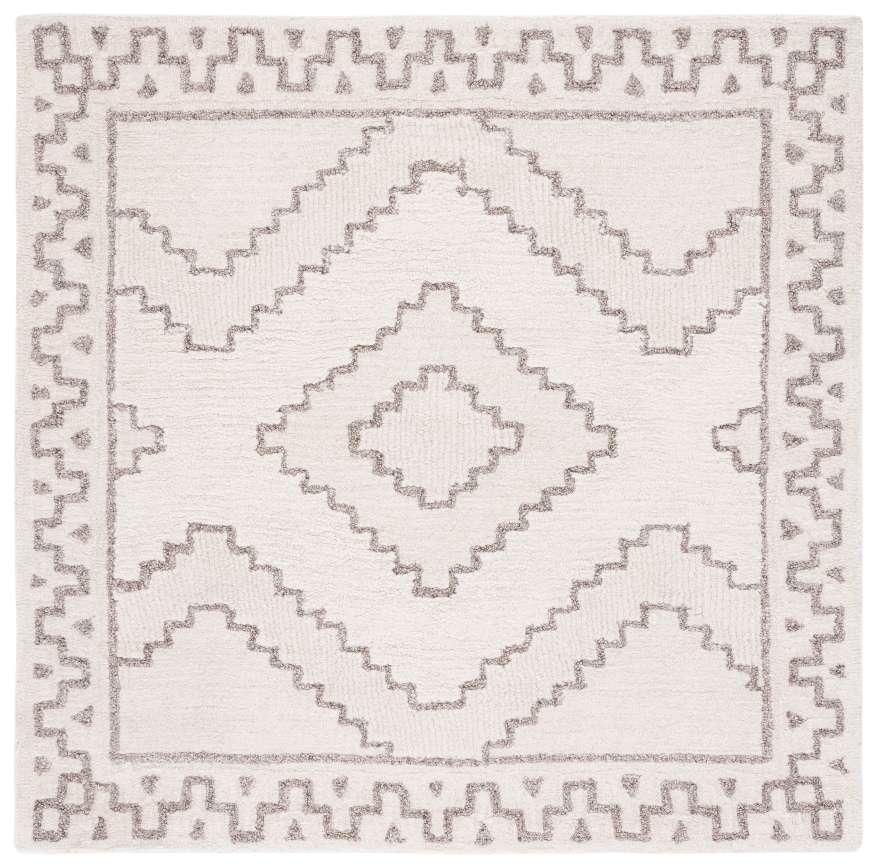 SAFAVIEH Casablanca Lidija Geometric Area Rug, Ivory/Taupe, 6' x 6' Square