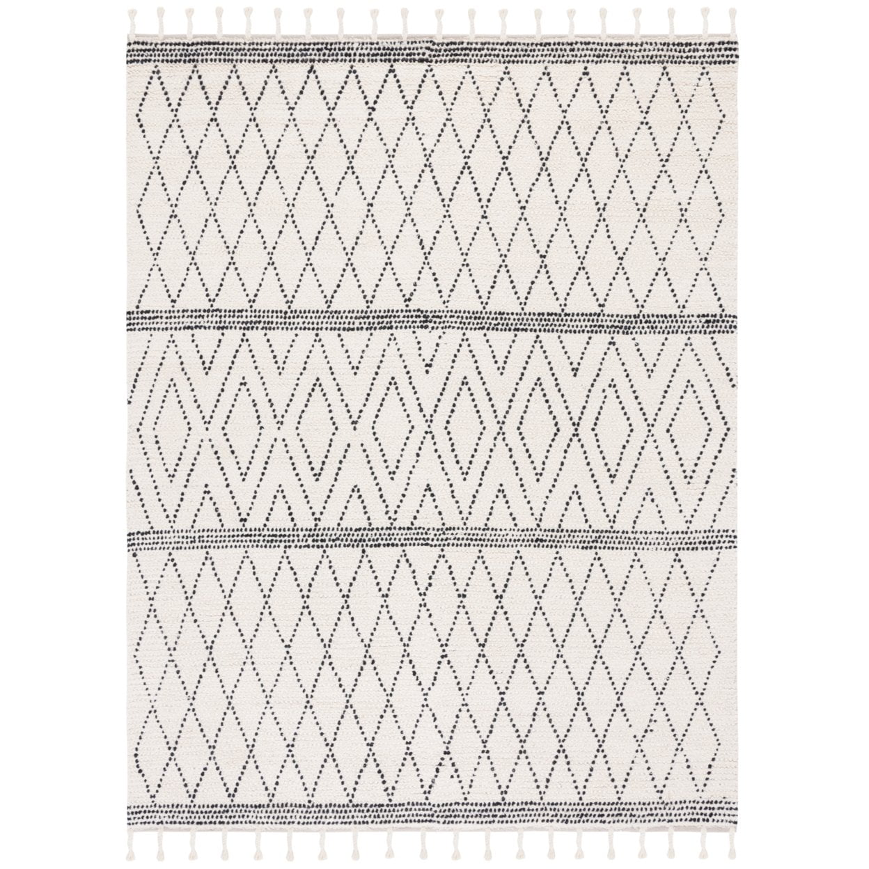 Casablanca Hand-Tufted Black and Ivory Shag Wool Rug - 3' x 5'