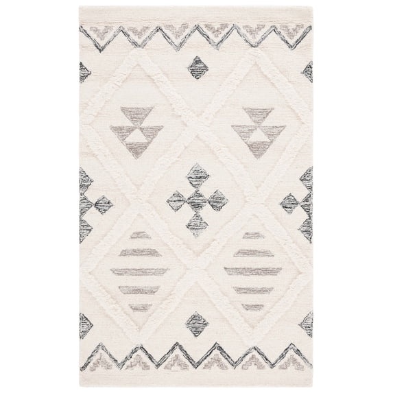 SAFAVIEH Casablanca Loew Diamond Area Rug, Ivory/Black, 4' x 6'