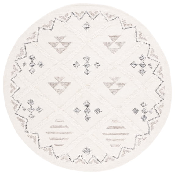SAFAVIEH Casablanca Loew Diamond Area Rug, Ivory/Black, 6' x 6' Round
