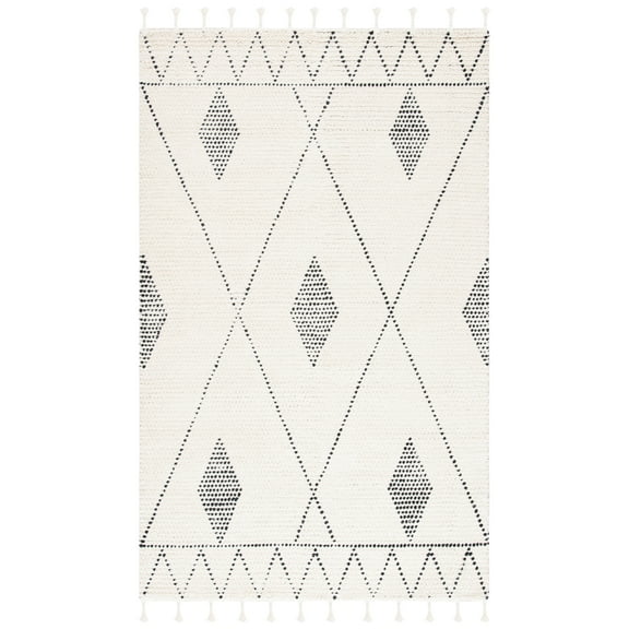 SAFAVIEH Casablanca Marnie Diamond Wool Area Rug, Ivory/Black, 2'3" x 4'