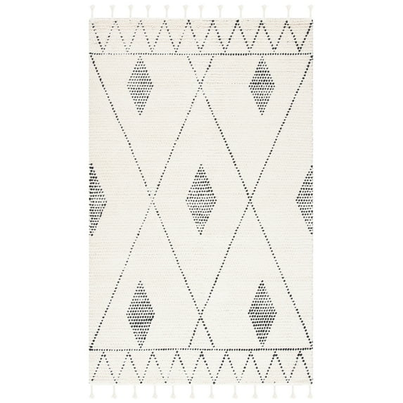 SAFAVIEH Casablanca Marnie Diamond Wool Area Rug, Ivory/Black, 6' x 9'