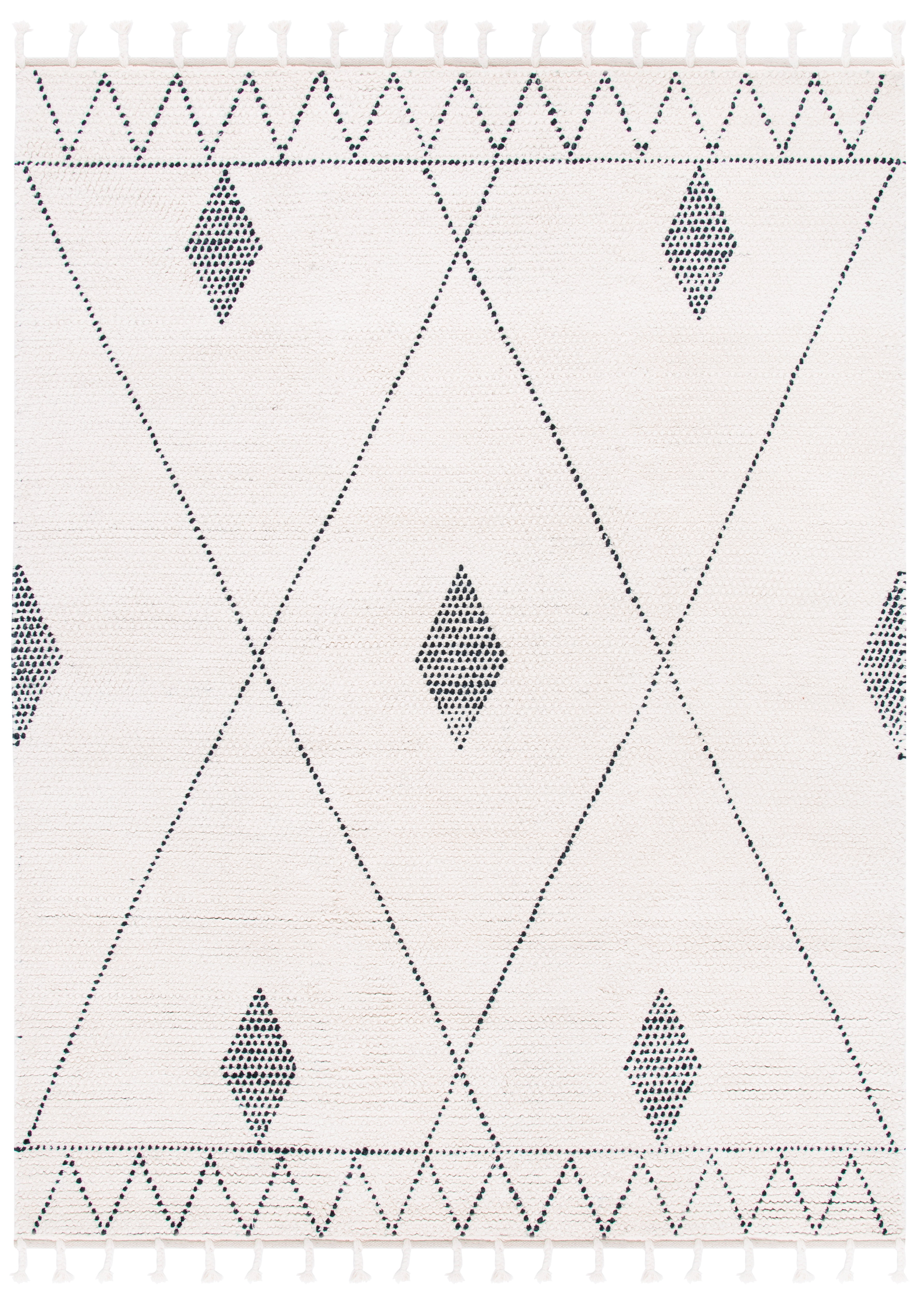 SAFAVIEH Casablanca Marnie Diamond Wool Area Rug, Ivory/Black, 9' x 12'