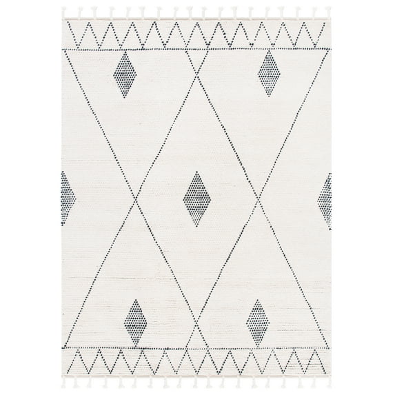 SAFAVIEH Casablanca Marnie Diamond Wool Area Rug, Ivory/Black, 9' x 12'