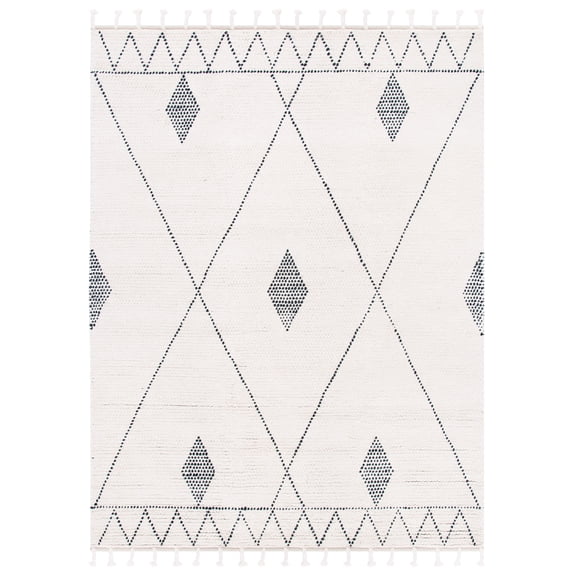 SAFAVIEH Casablanca Marnie Diamond Wool Area Rug, Ivory/Black, 9' x 12'