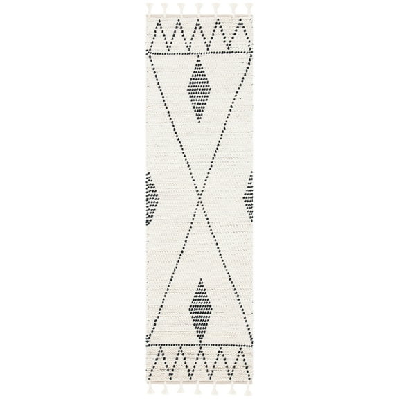 SAFAVIEH Casablanca Marnie Diamond Wool Runner Rug, Ivory/Black, 2'3" x 8'