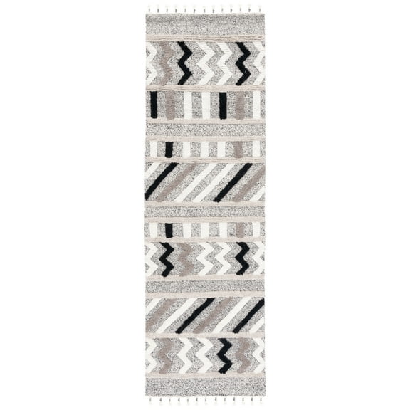 SAFAVIEH Casablanca Mckayla Geometric Wool Runner Rug, Ivory/Black, 2'3" x 8'