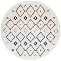 SAFAVIEH Casablanca Metha Diamond Area Rug, Ivory/Blue, 6' x 6' Round