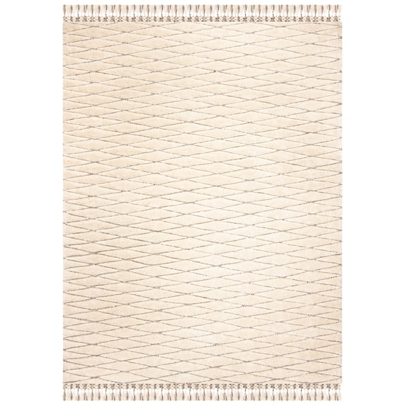 SAFAVIEH Casablanca Michelle Geometric Shag Area Rug, Ivory/Brown, 8' x 10'