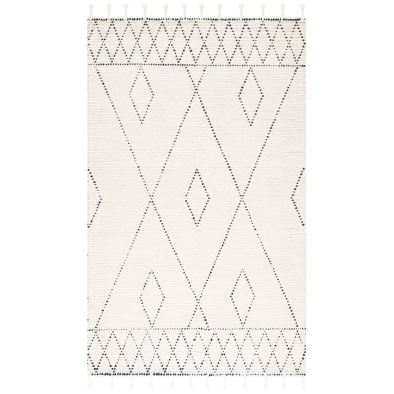 SAFAVIEH Casablanca Nanette Diamond Wool Area Rug, Ivory/Black, 4' x 6'