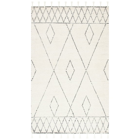 SAFAVIEH Casablanca Nanette Diamond Wool Area Rug, Ivory/Black, 5' x 8'