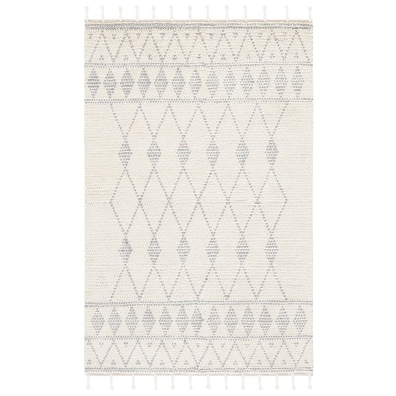 SAFAVIEH Casablanca Norman Diamond Wool Area Rug, Ivory/Grey, 3' x 5'