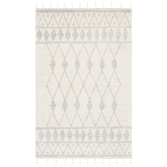 SAFAVIEH Casablanca Norman Diamond Wool Area Rug, Ivory/Grey, 3' x 5'
