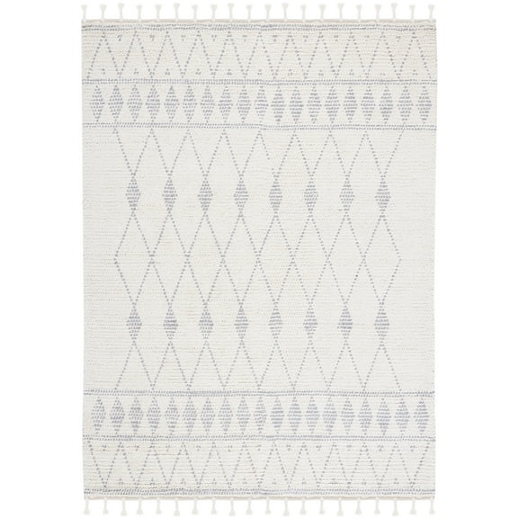 SAFAVIEH Casablanca Norman Diamond Wool Area Rug, Ivory/Grey, 8' x 10'
