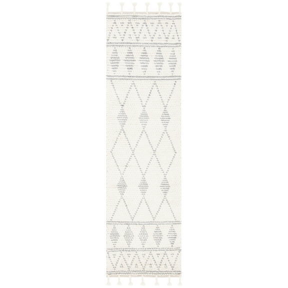 SAFAVIEH Casablanca Norman Diamond Wool Runner Rug, Ivory/Grey, 2'3" x 8'