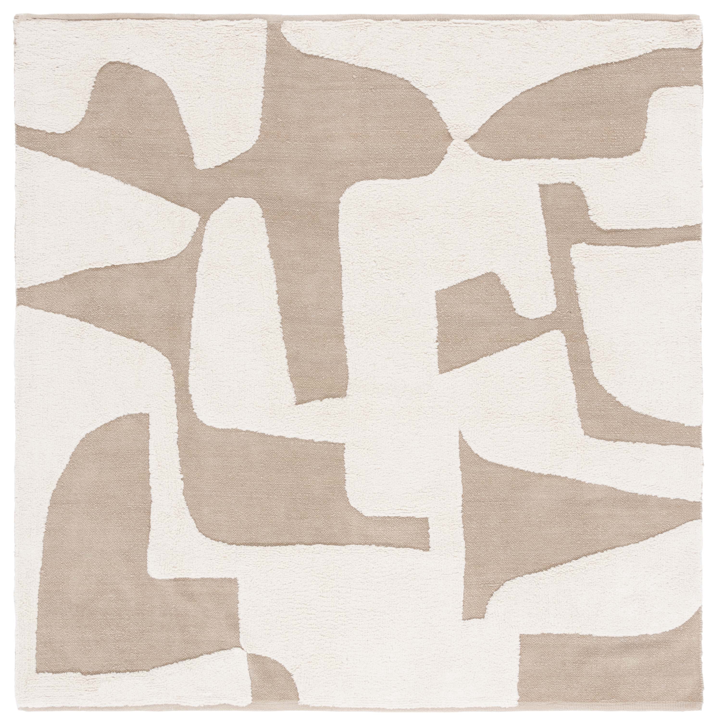 SAFAVIEH Casablanca Oraline Geometric Cotton Area Rug, Beige/Ivory, 6' x 6' Square