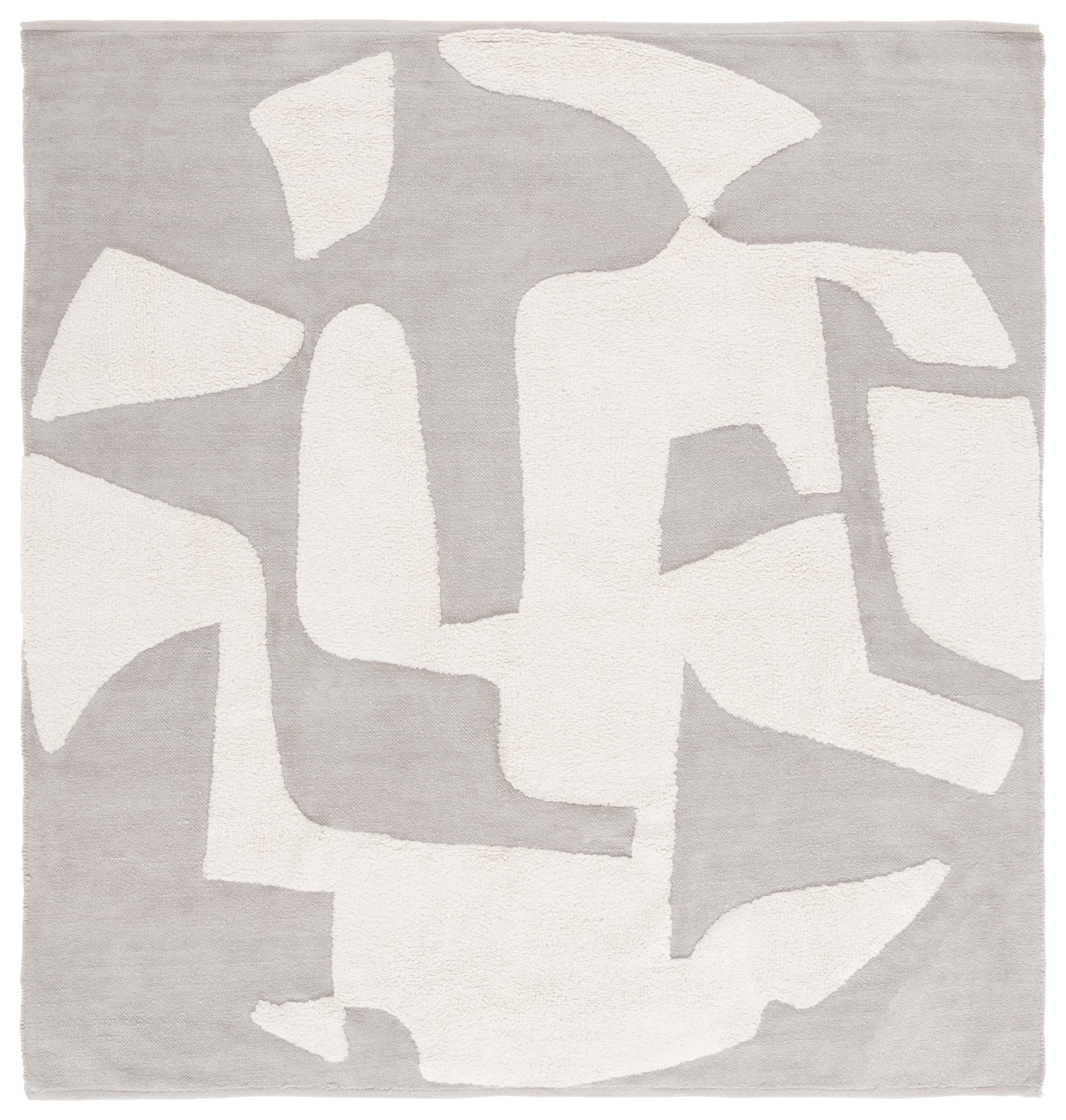 SAFAVIEH Casablanca Oraline Geometric Cotton Area Rug, Gray/Ivory, 6' x 6' Square