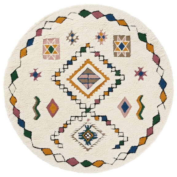 SAFAVIEH Casablanca Pompeii Southwestern Area Rug, Ivory/Green, 6' x 6' Round