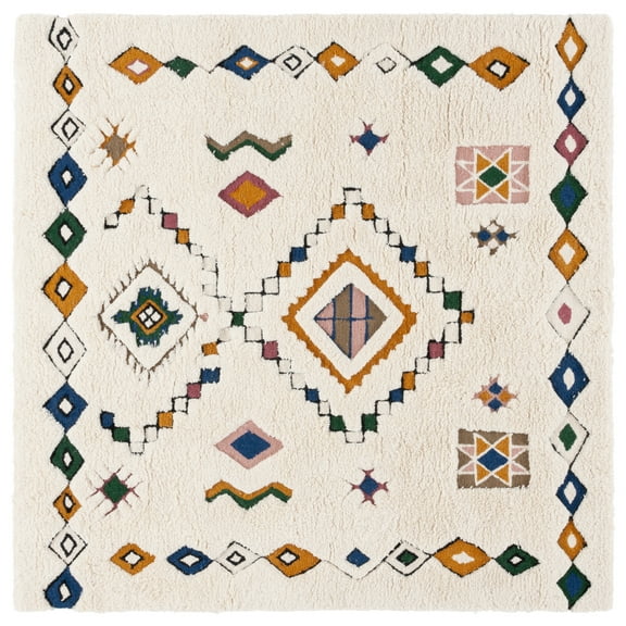 SAFAVIEH Casablanca Pompeii Southwestern Area Rug, Ivory/Green, 6' x 6' Square