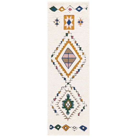 SAFAVIEH Casablanca Pompeii Southwestern Runner Rug, Ivory/Green, 2'3" x 8'