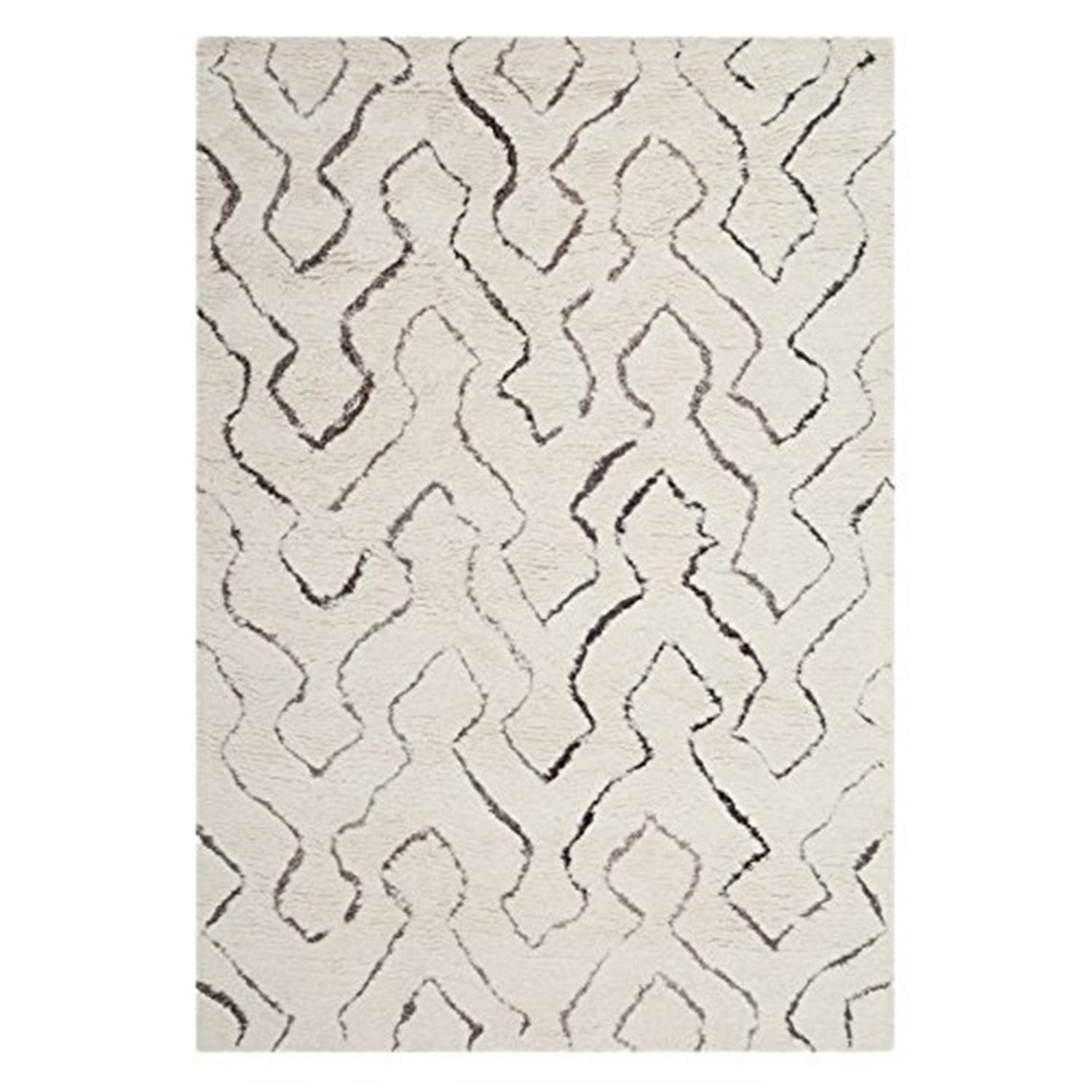 Ivory Cream Hand-Tufted Wool & Viscose 6' Round Shag Rug