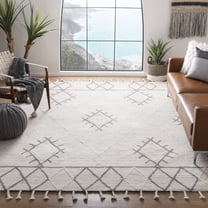 SAFAVIEH Casablanca Raeyln Geometric Wool Area Rug, Ivory/Grey, 8' x 10'