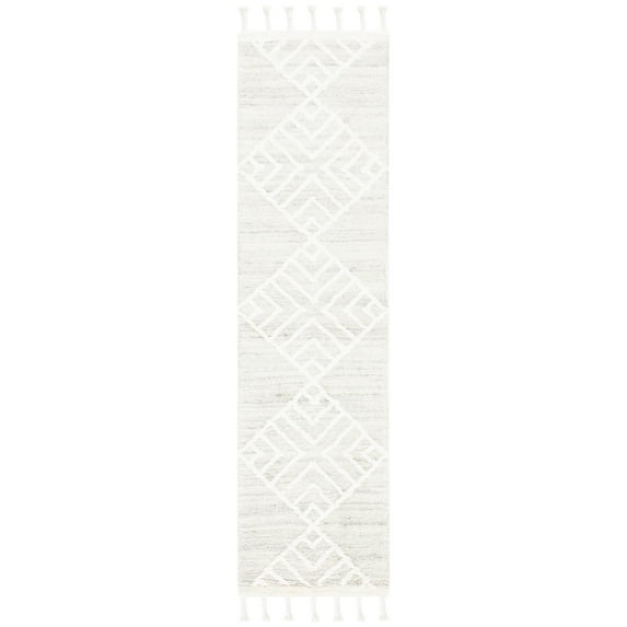 SAFAVIEH Casablanca Regena Diamond Wool Runner Rug, Beige/Ivory, 2'3" x 11'
