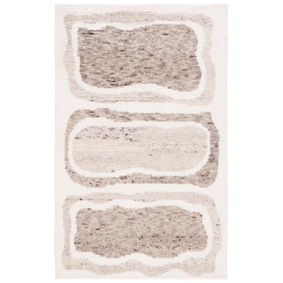 SAFAVIEH Casablanca Rhoda Geometric Wool Area Rug, Ivory/Brown, 5' x 8'